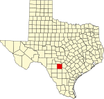 Map of Texas highlighting Medina County